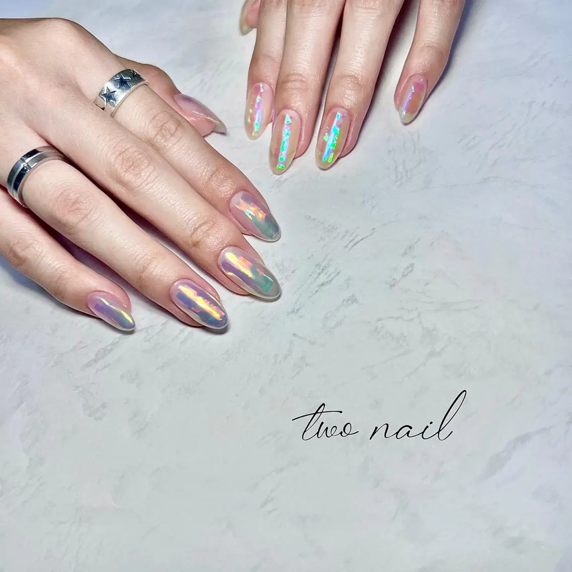 ネイル アートネイル オーロラネイル フットネイル ハート ニュアンスネイル two nailのネイルデザイン