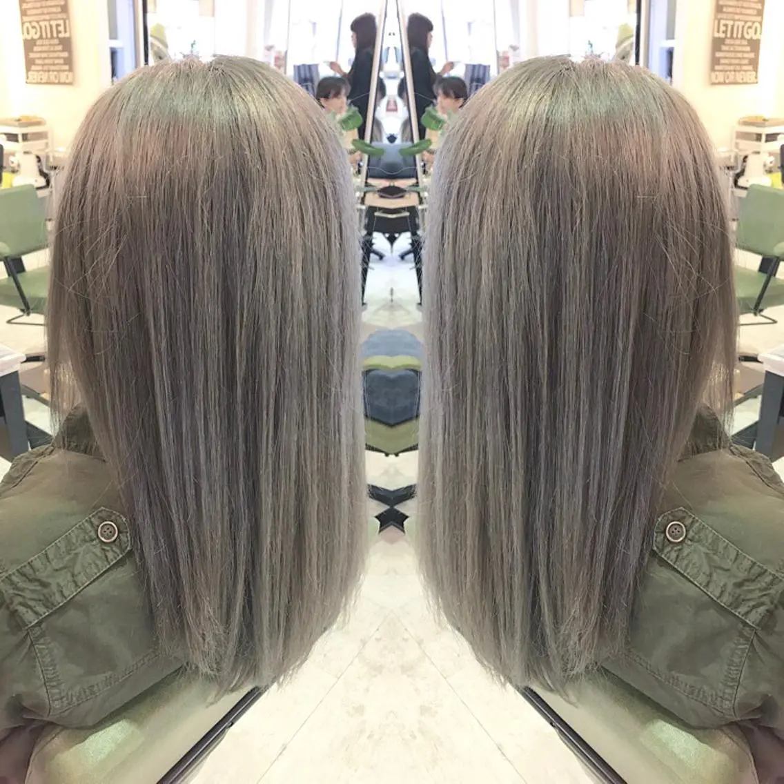 セミロング カラー グレージュ 青木 茂樹⭐️ 透明感カラーのヘアスタイル