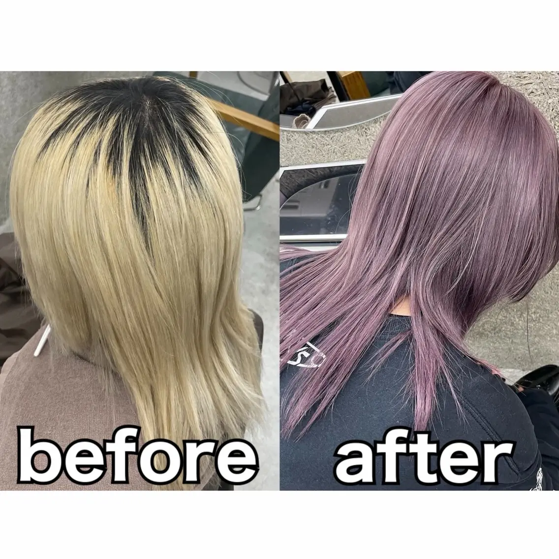 セミロング カラー ブリーチ バイオレットカラー レイヤーカット ウルフカット ウルフレイヤー カット ヘアカラー トリートメント Lull1人美容室 イージーパーマのヘアスタイル