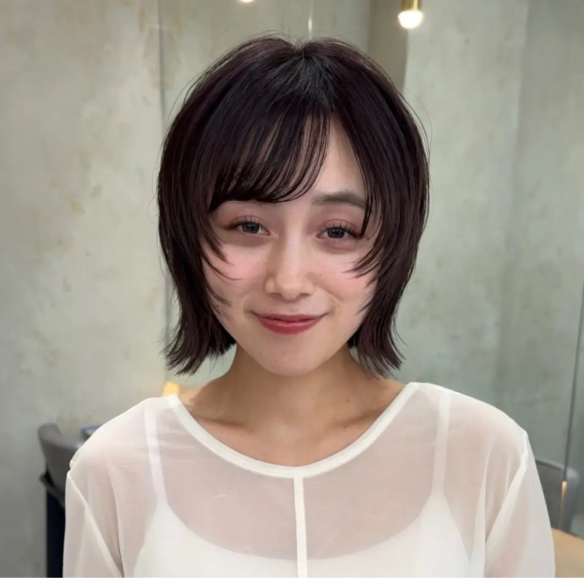 ショート カット ヘアカラー トリートメント 莉乃/縮毛矯正/髪質 改善/艶カラーのヘアスタイル
