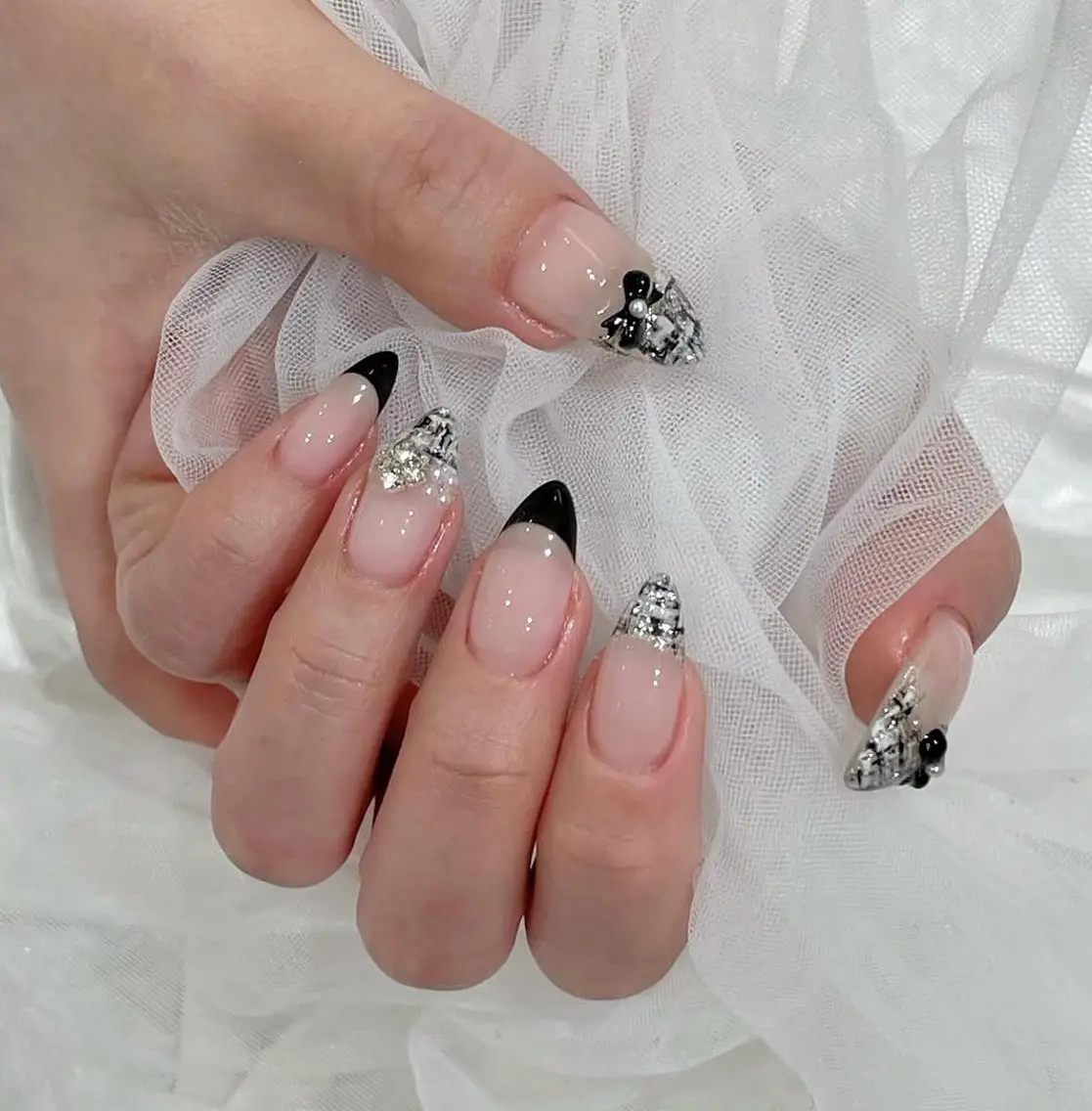 ネイル ハンドネイル 🎀PG🩵 ネイルサロンのネイルデザイン