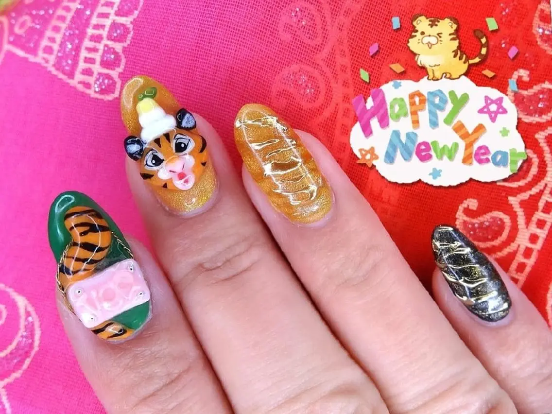 ミディアム ネイル 長さ出し ジェルネイル スカルプネイル T&A nailのネイルデザイン