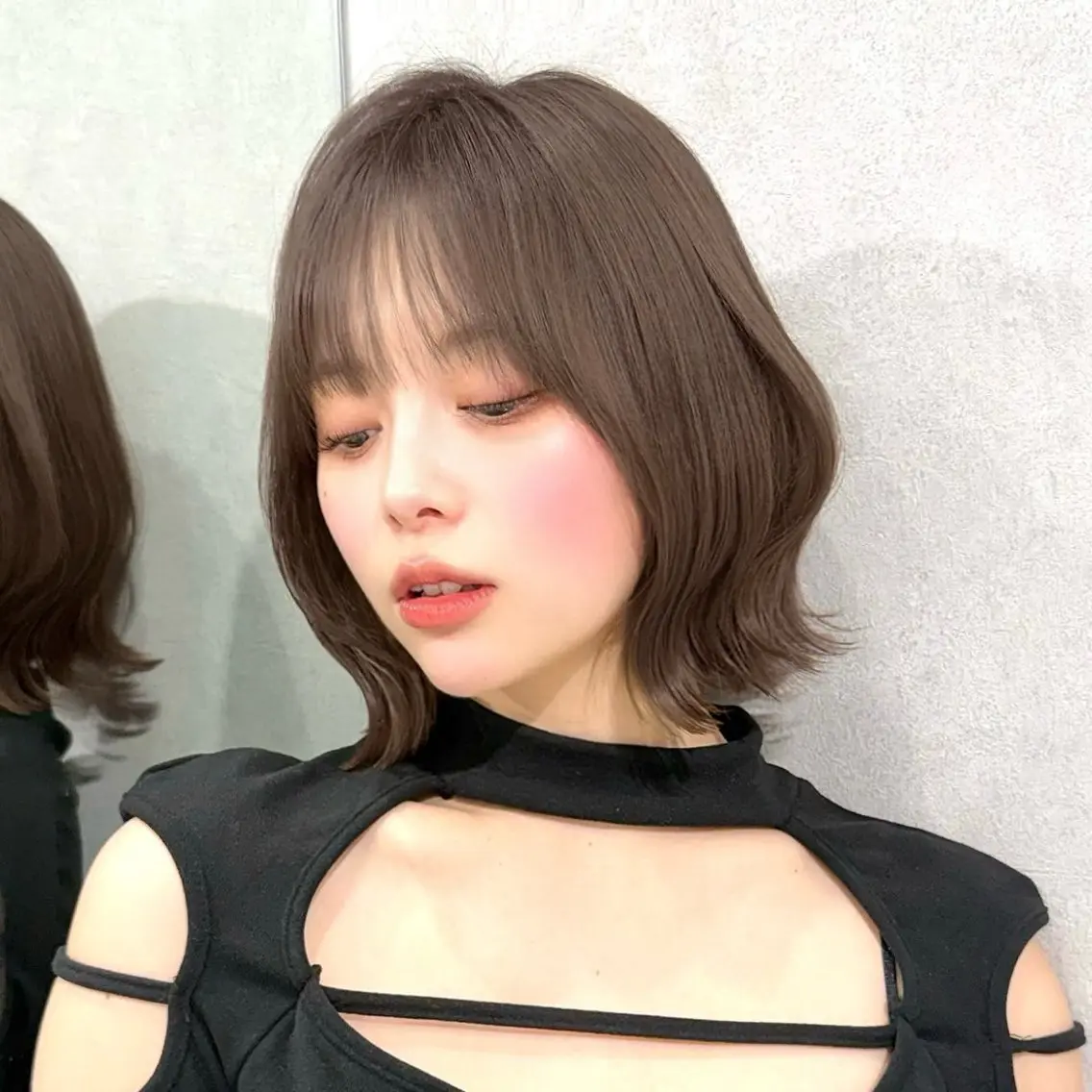 セミロング カラー ヘアアレンジ 透明感カラー ボブ 韓国風ヘア レイヤーカット ワンホンヘア 韓国ヘア/ロー レイヤー/Rumiのヘアスタイル