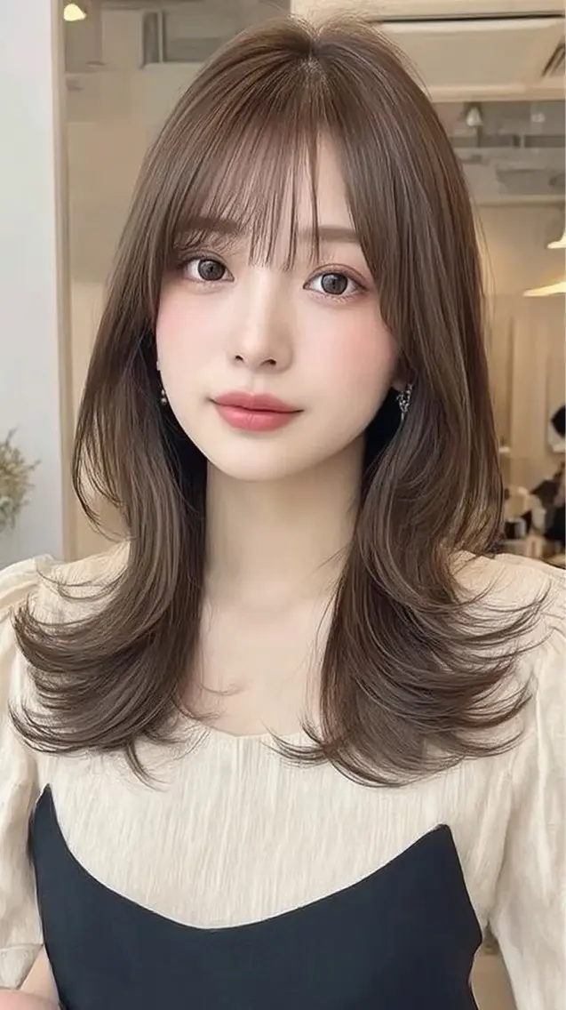 ロング 縮毛矯正 絶対綺麗な暖色カラー 🎯あります✨増渕✨のヘアスタイル