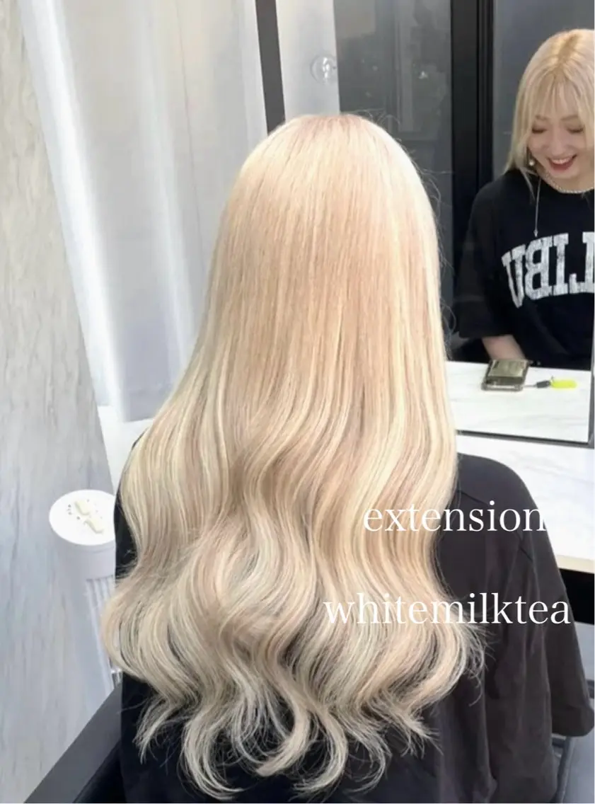 ロング カラー ヘアカラー エクステ エクステ🩵ブリーチ 韓国ヘア🩵KAEのヘアスタイル