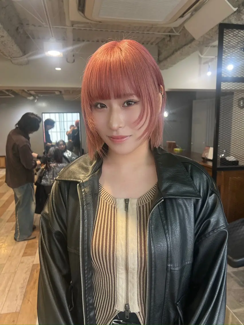ショート カラー ボブレイヤー ピンクカラー ボブ 顔まわりレイヤー レイヤーカット カット ヘアカラー トリートメント 🌈デザインヘア職人 Kaede🌈のヘアスタイル