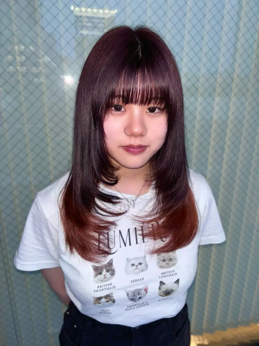 4回目以降のお客様⟡.·ブリーチなしケアカラー+カットモデルの写真