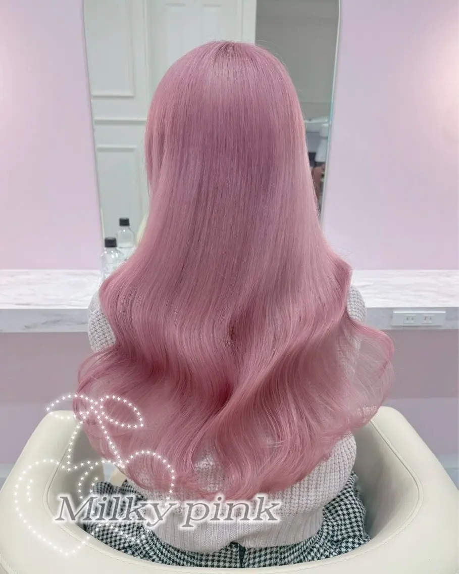 ロング カラー ハイトーンカラー ピンクカラー ヘアカラー トリートメント 表参道/ハイトーン/ ブリーチ/みずは🎀のヘアスタイル