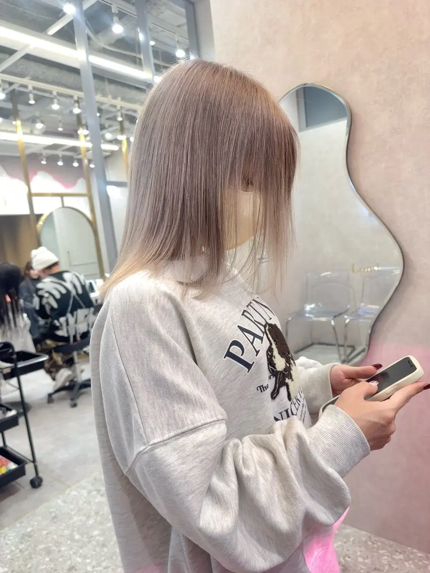 ミディアム カラー ヘアアレンジ ヘアカラー トリートメント 天神/ブリーチ/ ブリーチなしカラーのヘアスタイル