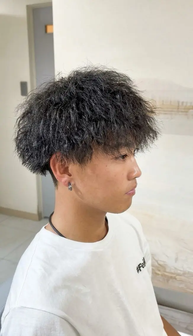 パーマ メンズ カット パーマ 颯/レイヤー/ボブ レディースモデルのヘアスタイル