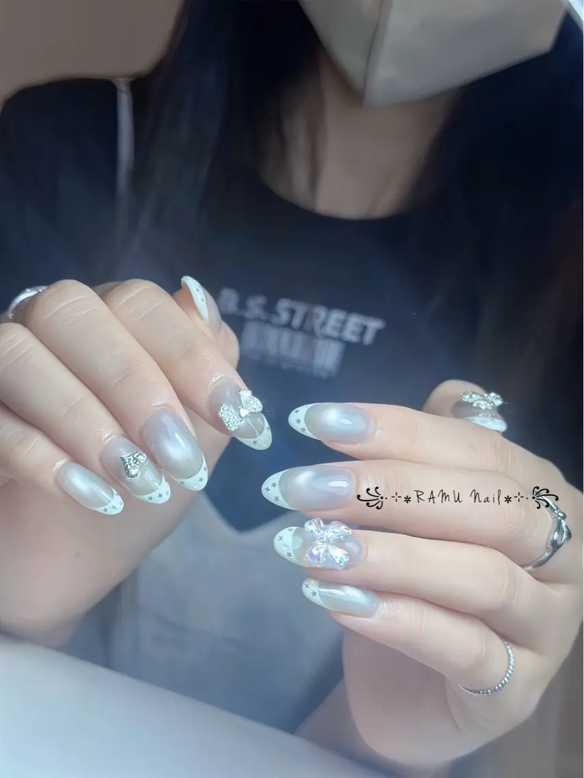 ネイル キラキラネイル マグネットネイル ミラーネイル ピンク 夏ネイル ハンドネイル RAMU Nail 恵比寿店のネイルデザイン