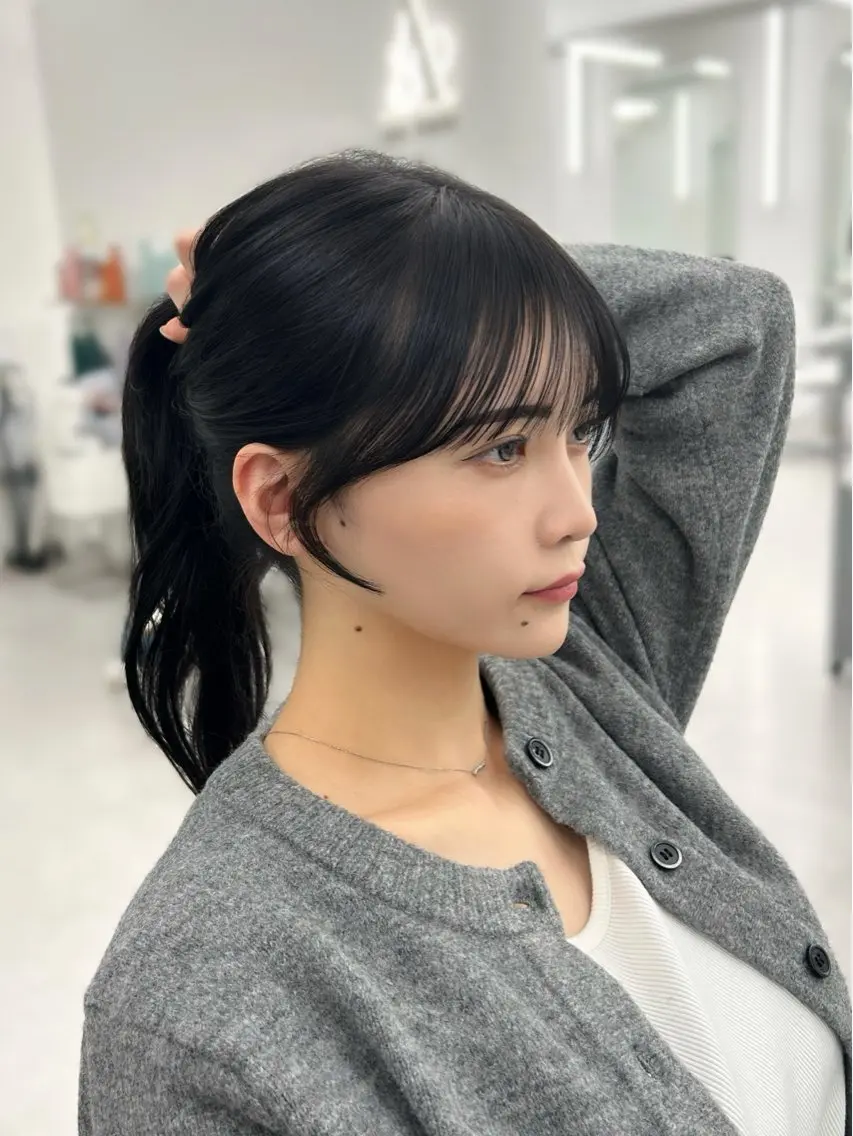 ロング カラー レイヤーカット 小顔カット カット 韓国ヘア/顔周り ヘアセット/加藤優里のヘアスタイル
