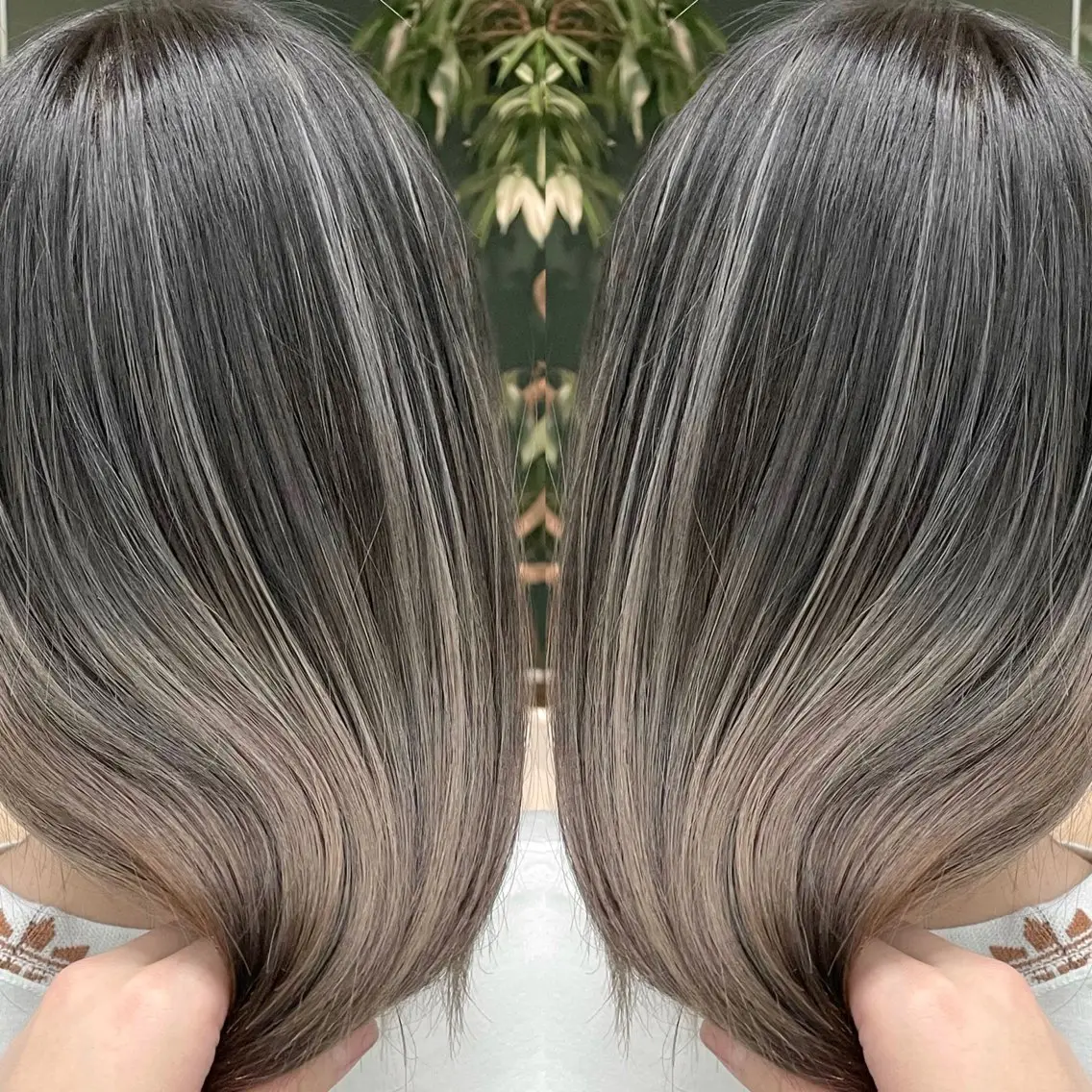セミロング カラー バレイヤージュ ブリーチ ケアブリーチ 外国人風カラー レイヤーカット ひなた あゆみのヘアスタイル