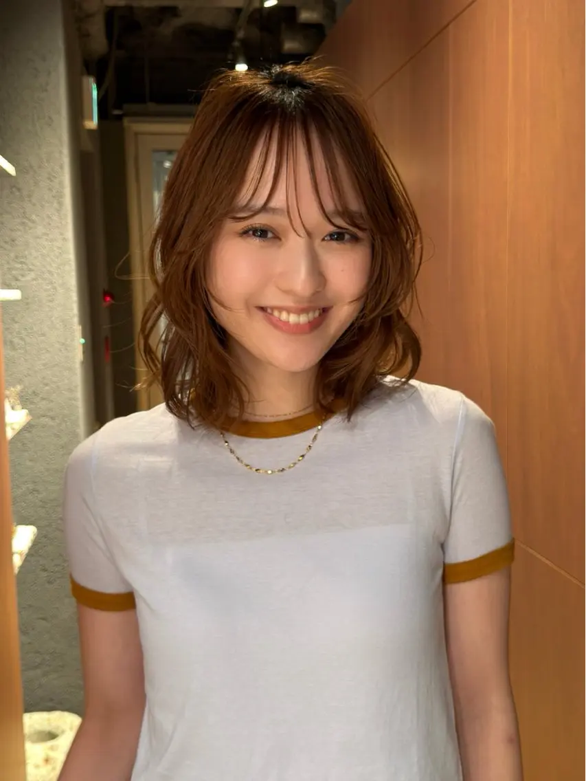 ミディアム カット パーマ トリートメント 石川 修一のヘアスタイル