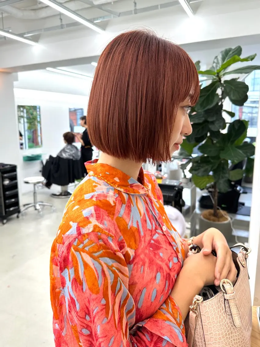 ショート カラー ブリーチ ブラウンカラー ピンクカラー ピンクブラウン ヘアカラー トリートメント ボブ/レイヤー/ケア パーマ/リュウタのヘアスタイル