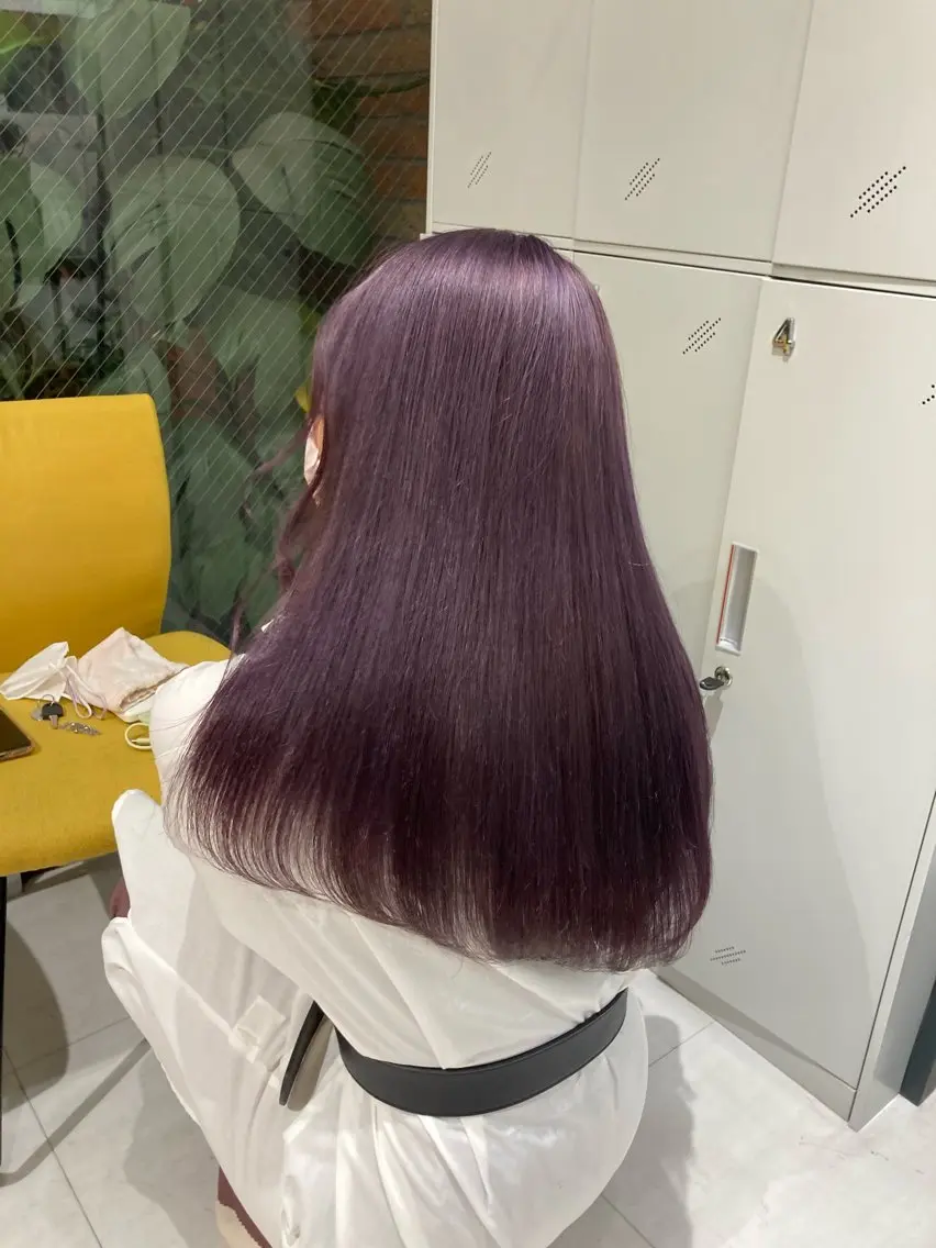 ロング カラー アッシュ ベージュカラー 黒髪 ブルーカラー ブルーブラック 表参道/ハイライト バレイヤージュのヘアスタイル