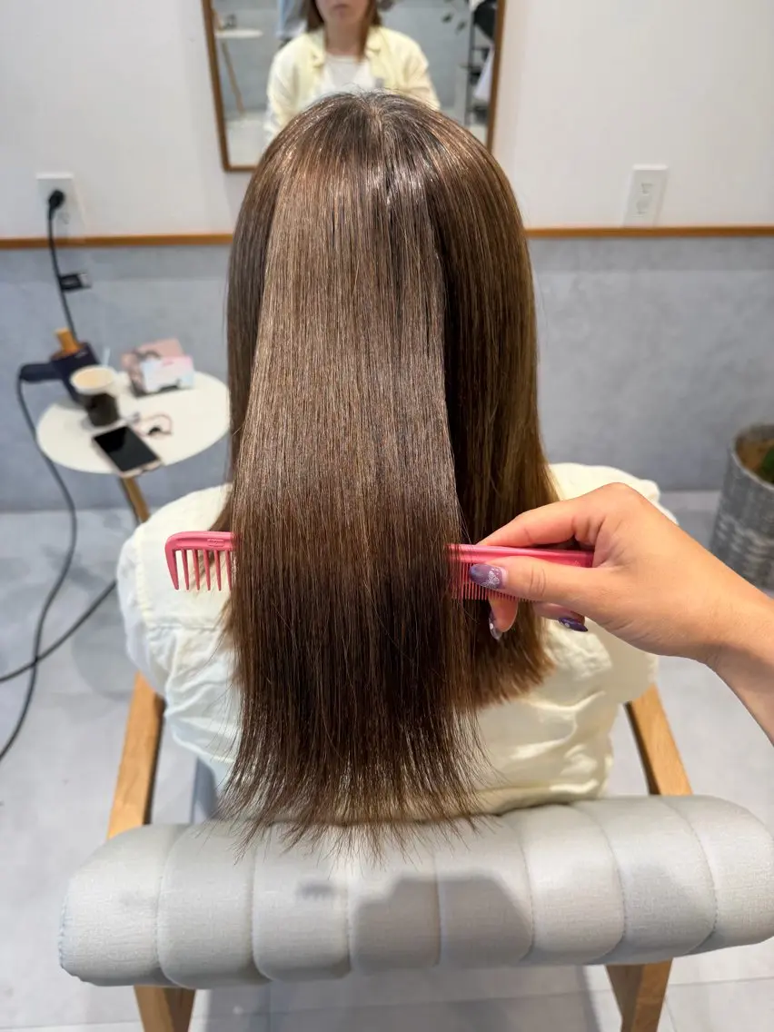 ミディアム 縮毛矯正 misaki🦄 lange hairのヘアスタイル