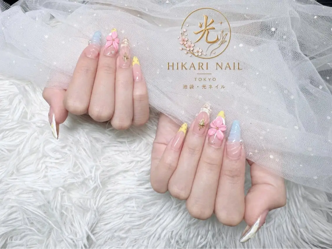 ネイル チークネイル 長さ出し フレンチネイル ガーリー ハロウィン ハンドネイル HikariNail Ikebukuroのネイルデザイン