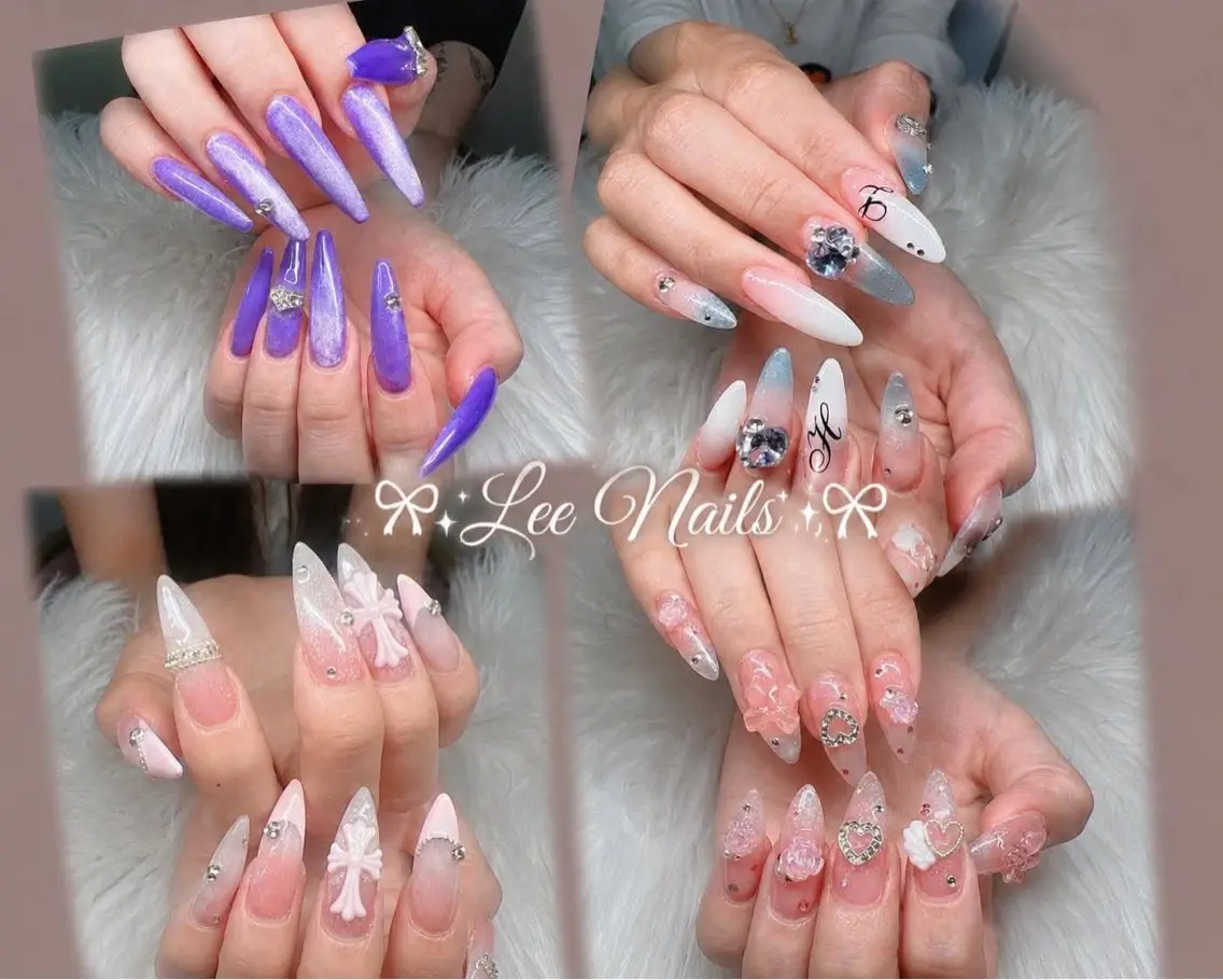 ネイル 長さ出し グラデーション 卒業式 キラキラネイル マグネットネイル ハンドネイル Lee Nailsのネイルデザイン