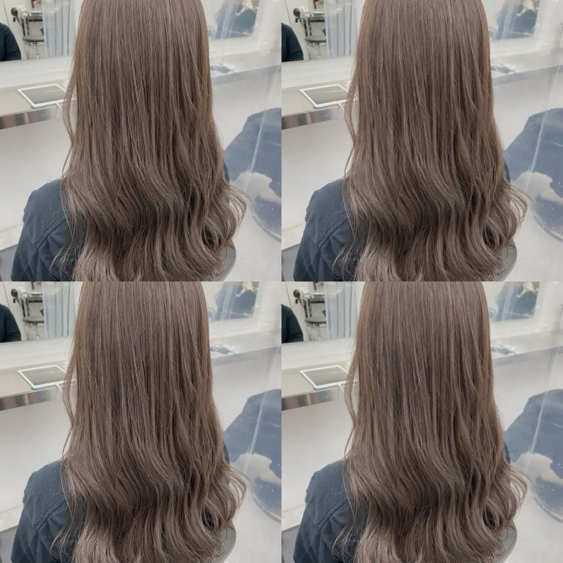 セミロング カット ヘアカラー トリートメント 透明感♡グレージュ ♡ミルクティー♡のヘアスタイル