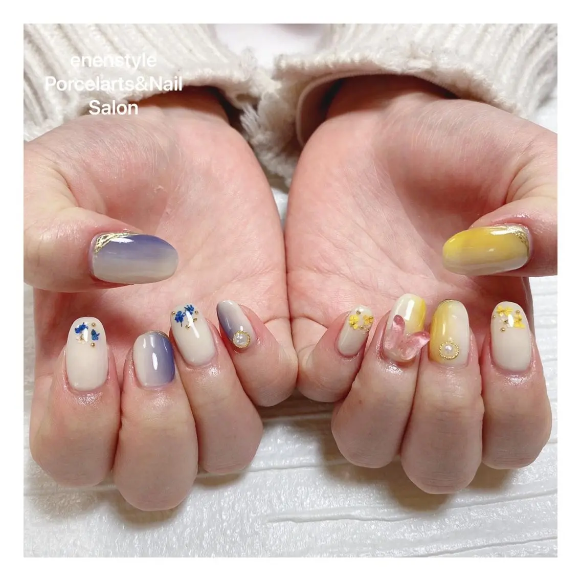ミディアム ネイル ハンドネイル 🐾enen style 🐾のネイルデザイン