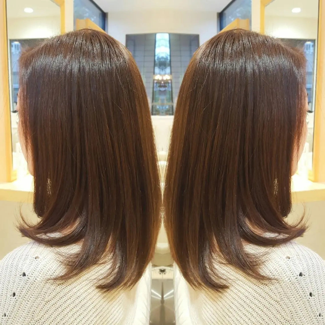 セミロング パーマ 縮毛矯正 トリートメント 美髪⭐︎髪質改善 井上　康司のヘアスタイル