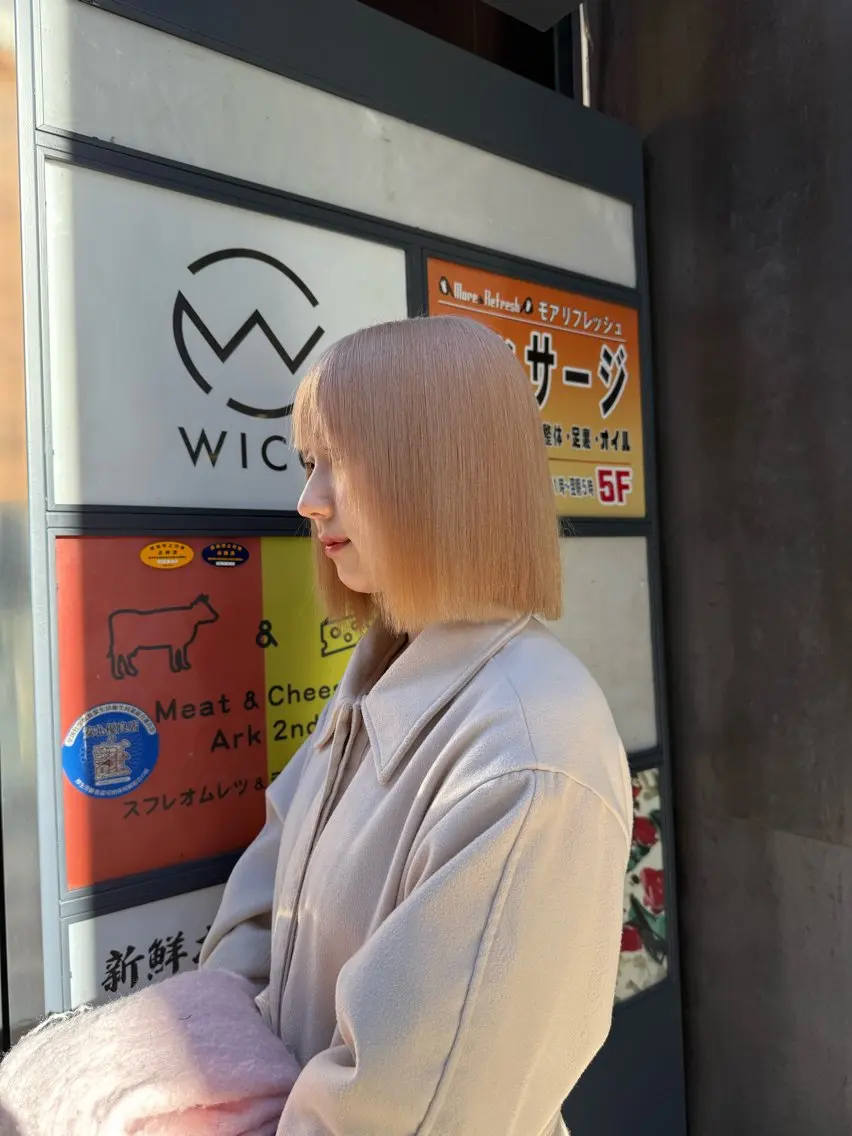 ミディアム カラー ベージュカラー ミルクティーベージュ ヘアカラー 【🥀履歴修正🥀】 ハイトーン職人/拓真のヘアスタイル