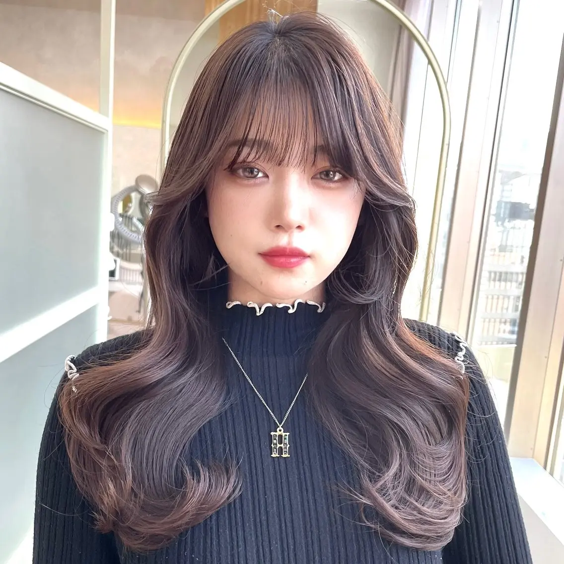 ロング カラー ダークグレー ダークグレージュ グレージュ くびれヘア 韓国風ヘア 🇰🇷韓国風くびれ ヘア🇰🇷中村優大のヘアスタイル