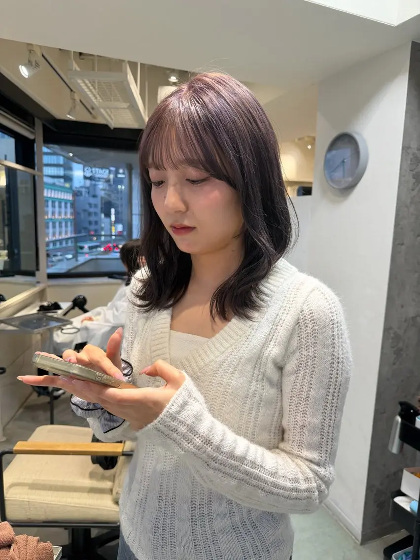 セミロング カラー グレージュ ラベンダーカラー ラベンダーグレージュ ラベンダーグレー ニュアンスパーマ /ボブパーマriseのヘアスタイル