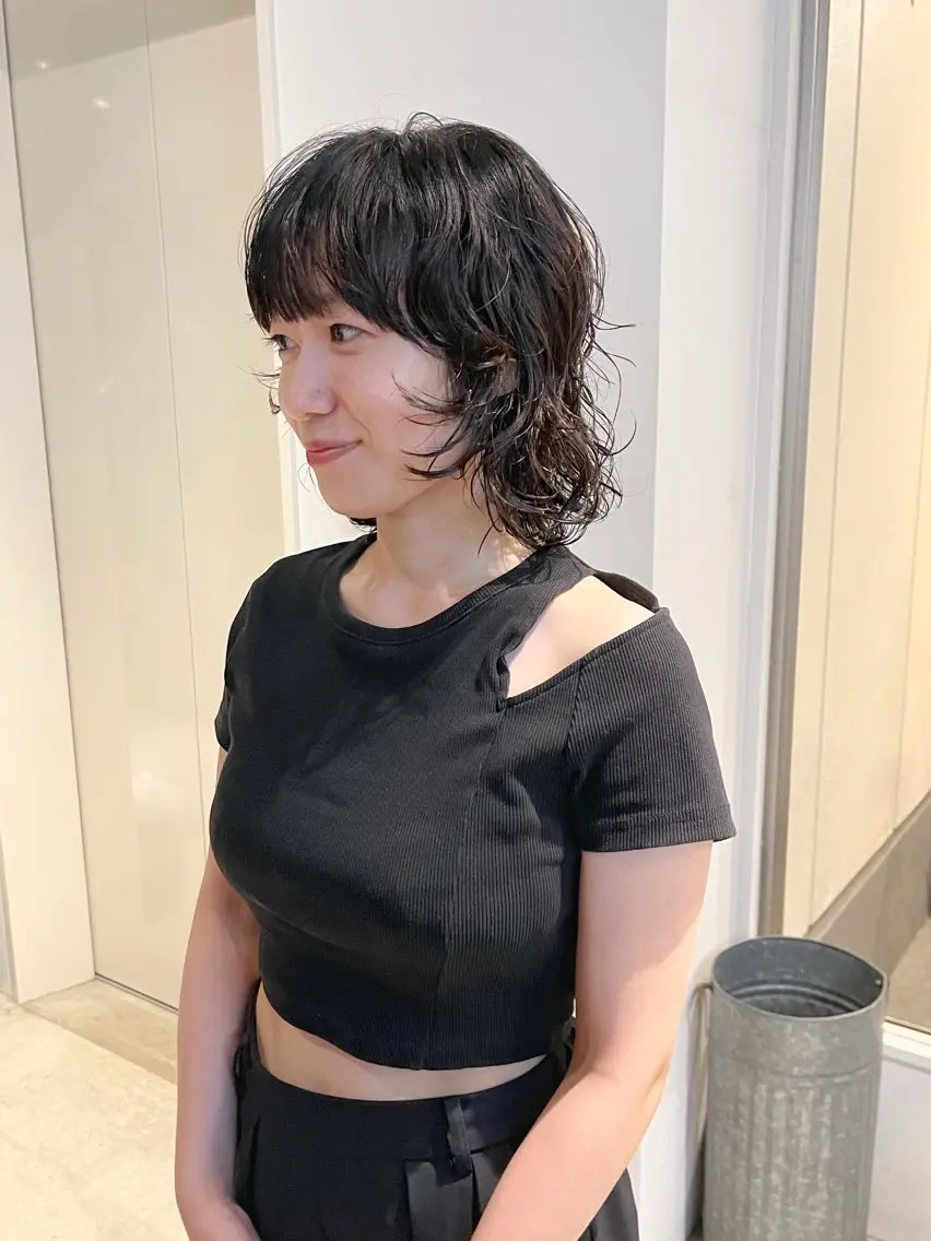 ミディアム パーマ かわい りほのヘアスタイル