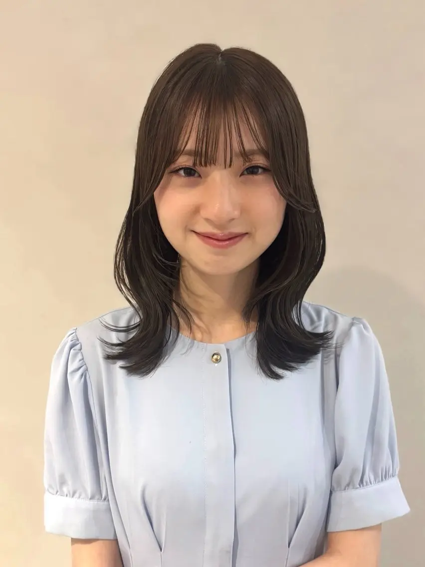 セミロング カラー ベージュカラー 透明感カラー オリーブベージュ カット ヘアカラー トリートメント 名駅/sHiHo/透 明感カラー✨🎀/のヘアスタイル