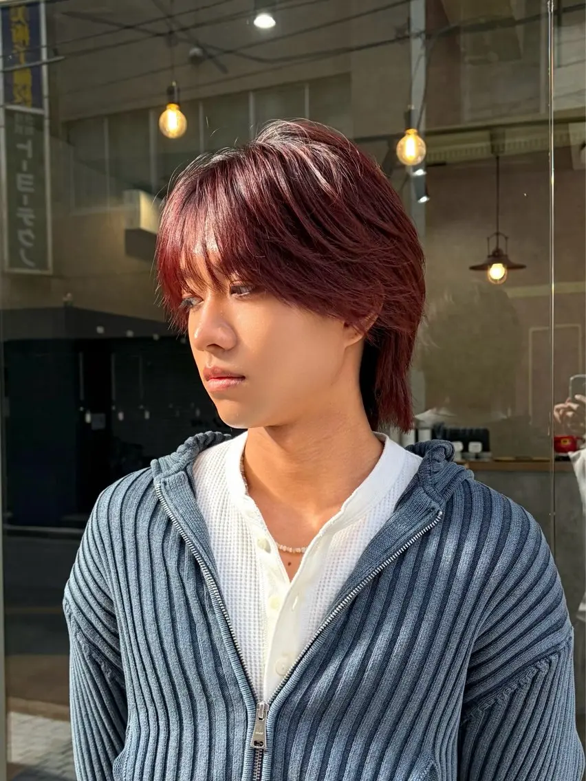 ミディアム カラー メンズ ✂︎メンズ特化船橋 パーマ優希のヘアスタイル