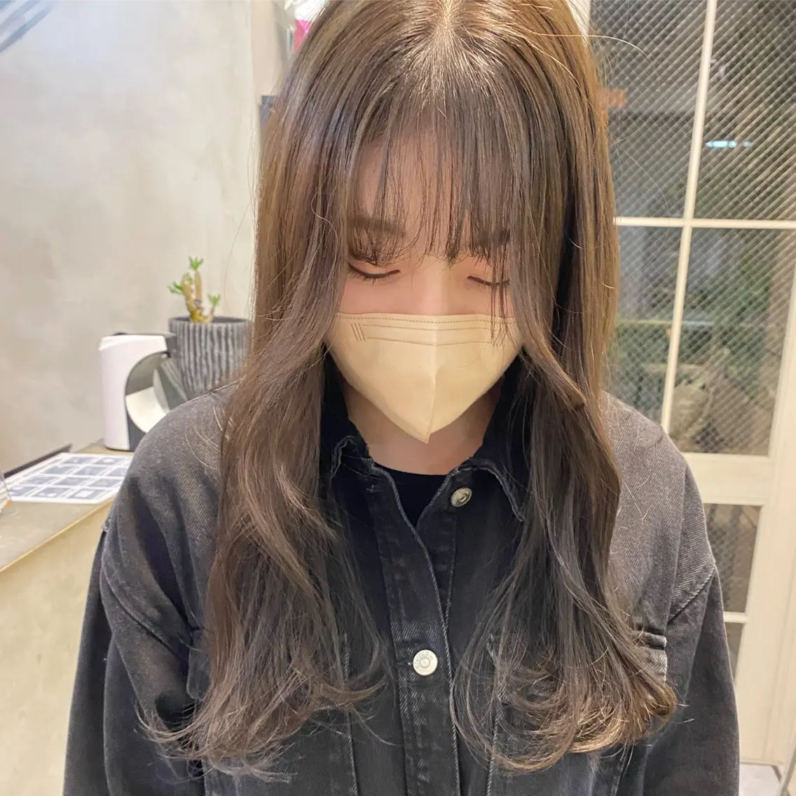 ロング カラー ベージュカラー オリーブベージュ カット ヘアカラー トリートメント ヘッドスパ 縮毛/透明感カラー Mariamu🫧のヘアスタイル