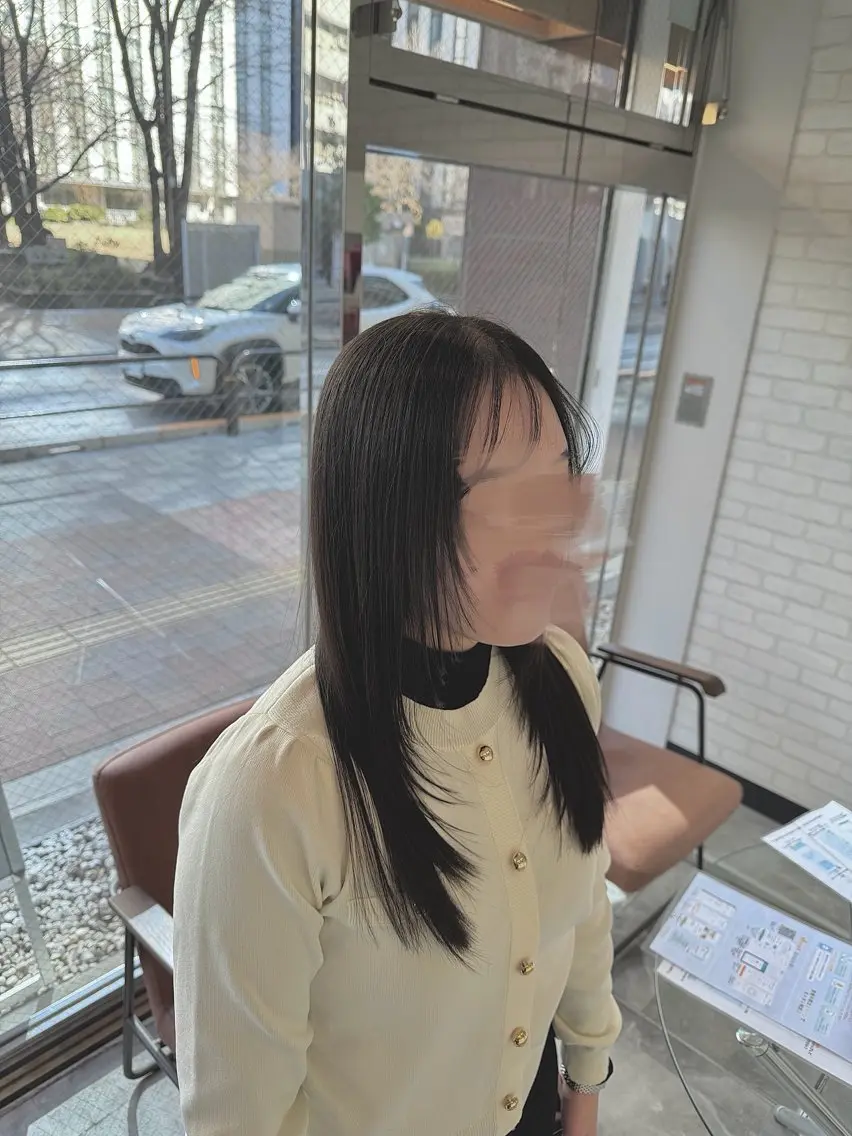 縮毛矯正 + 髪質改善 ⟡.· まとまりのある艶髪へ👱🏻♀️ྀི (ブロー料金込)の写真