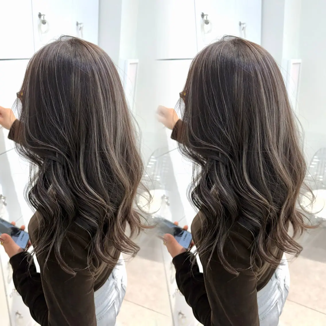ロング カラー ハイライトカラー ハイライト カット ヘアカラー トリートメント 表参道/ハイライト バレイヤージュのヘアスタイル