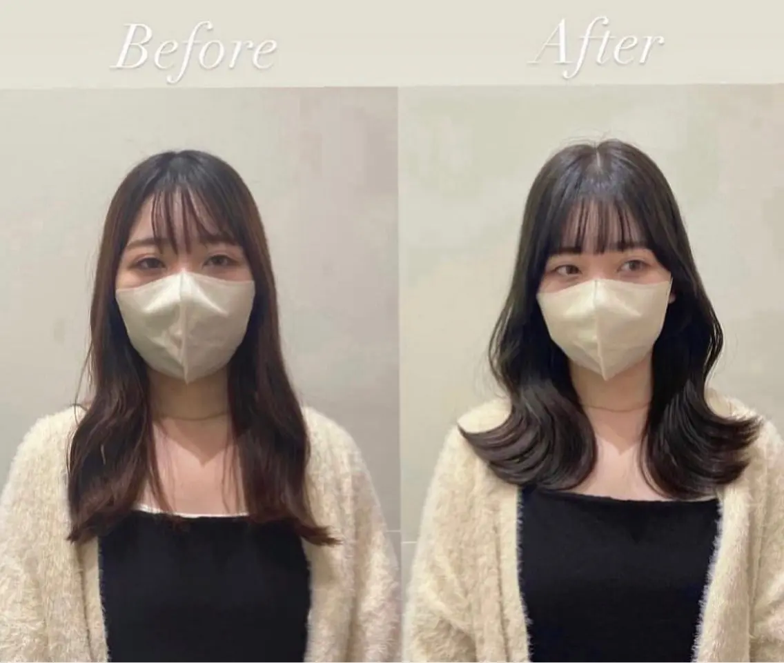 セミロング 韓国風ヘア レイヤーカット カット ヘアカラー トリートメント ❤︎︎韓国ヘア❤︎︎ 𝑺𝒉𝒊𝒉𝒐のヘアスタイル
