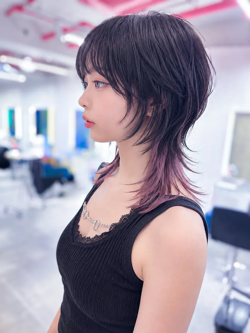 ミディアム カラー ラベンダーカラー ピンクカラー ピンクラベンダー ハッシュカット レイヤーカット カット ヘアカラー BOXmico. 南堀江　宇都宮のヘアスタイル