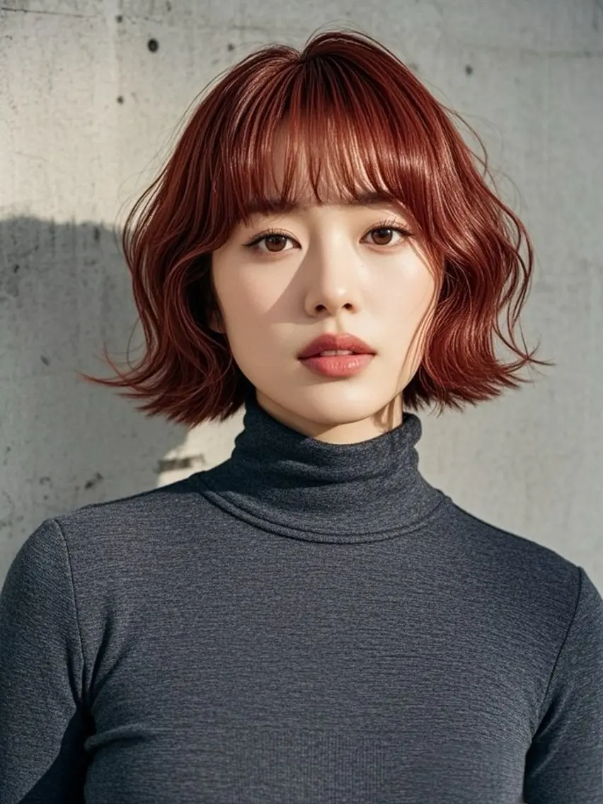 ミディアム ショートボブ ミディアムレイヤー ミディアムパーマ アッシュ ボブ カット ヘアカラー トリートメント ウルフカット 811 大阪梅田 ウルフのヘアスタイル