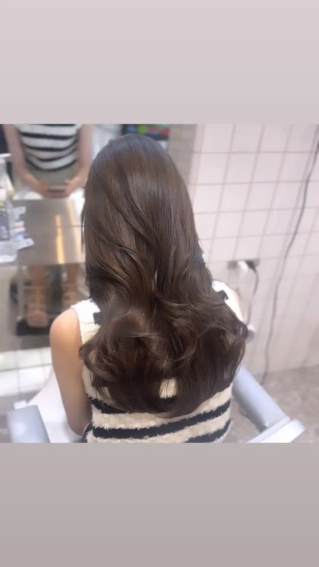 ロング カラー ベージュカラー グレージュ オリーブベージュ 髪質改善 カット ヘアカラー トリートメント ヘッドスパ 髪質改善/韓国ヘア レイヤー/新宿/ロミのヘアスタイル