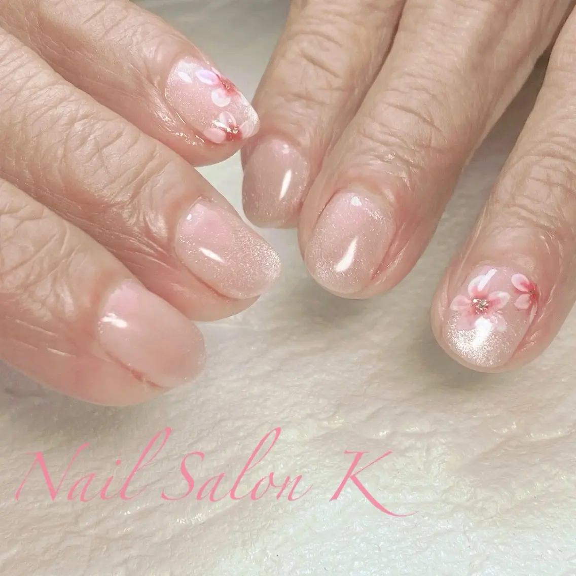 ネイル マグネットネイル ピンク ハンドネイル Nail Salon K 🧸美爪育成のネイルデザイン