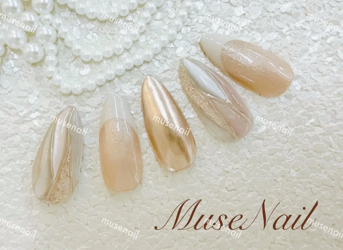 ネイル オーロラネイル 長さ出し フットネイル ジェルネイル 韓国ネイル muse nailのネイルデザイン