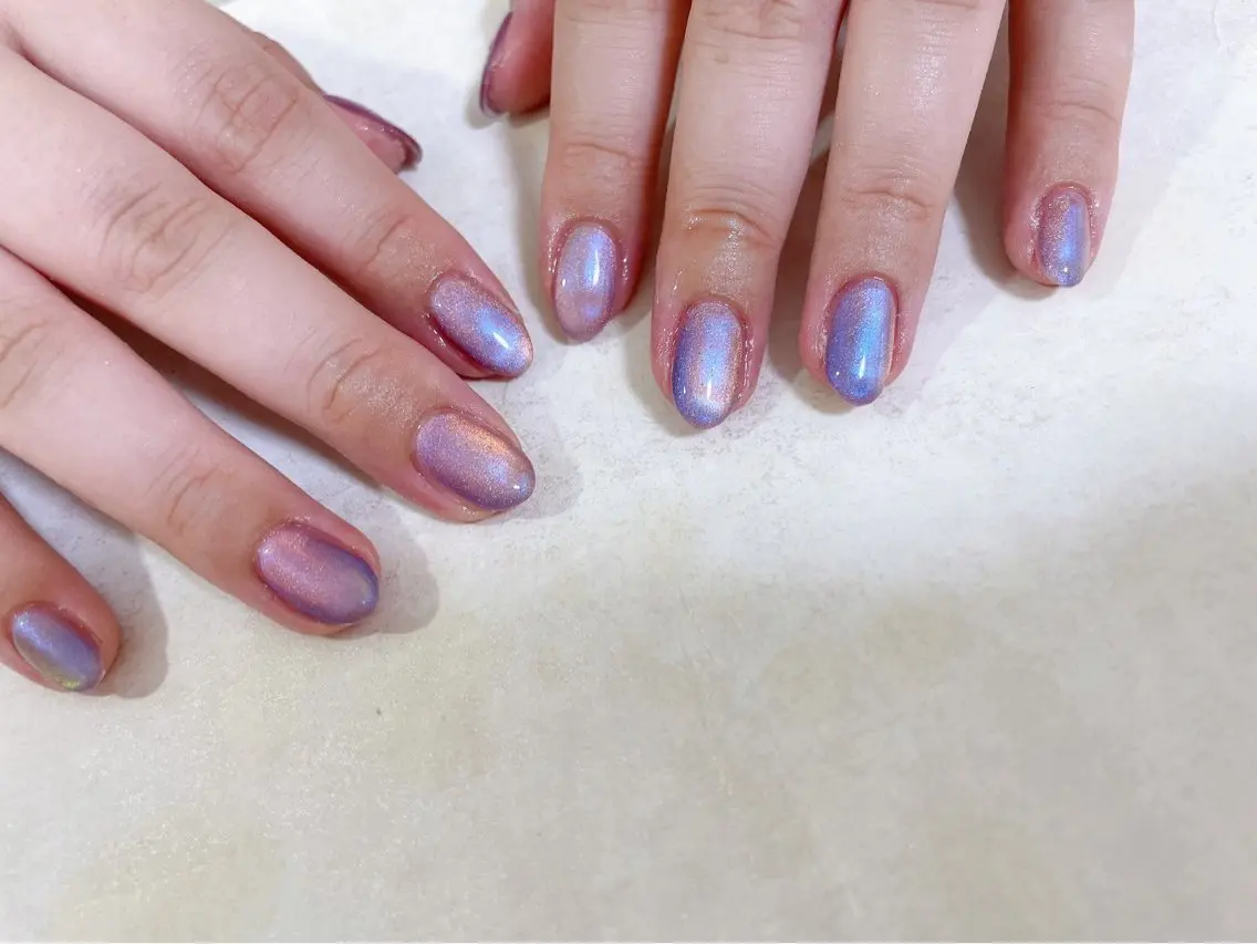 ネイル オーロラネイル 桜ネイル 長さ出し フットネイル フレンチネイル mogunail &blowのネイルデザイン