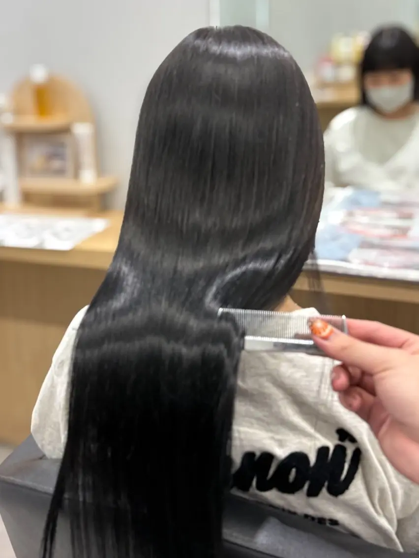 ロング パーマ 髪質改善 ストレートパーマ 縮毛矯正 巻ける髪質改善🫧ハ イライト/永田汰伊智のヘアスタイル