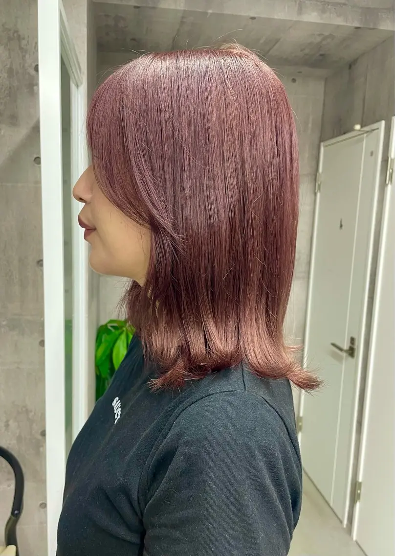 ミディアム カラー ブリーチ 透明感カラー ラベンダーカラー ピンクカラー ピンクラベンダー 錦 茉李 @lm.mari03のヘアスタイル