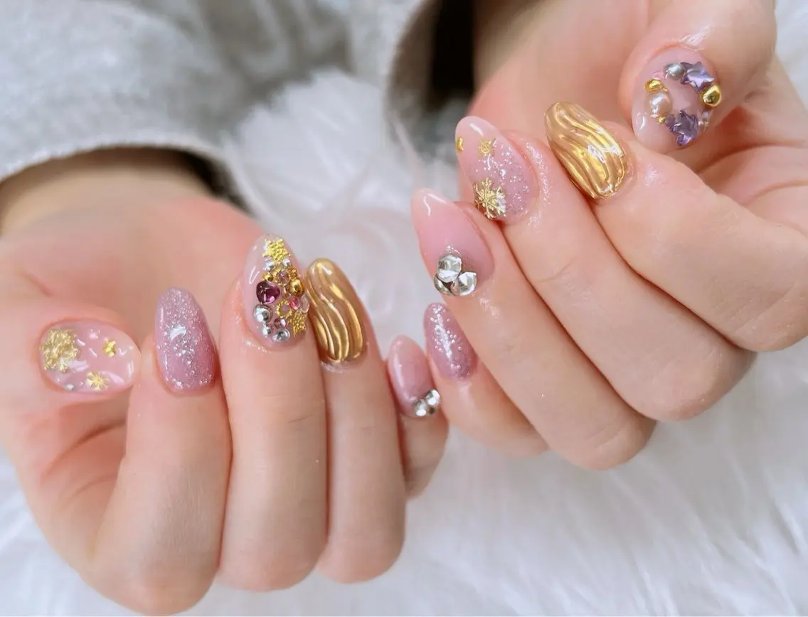 ネイル 持ち込み 冬ネイル クリスマス ハンドネイル Lee _nailのネイルデザイン