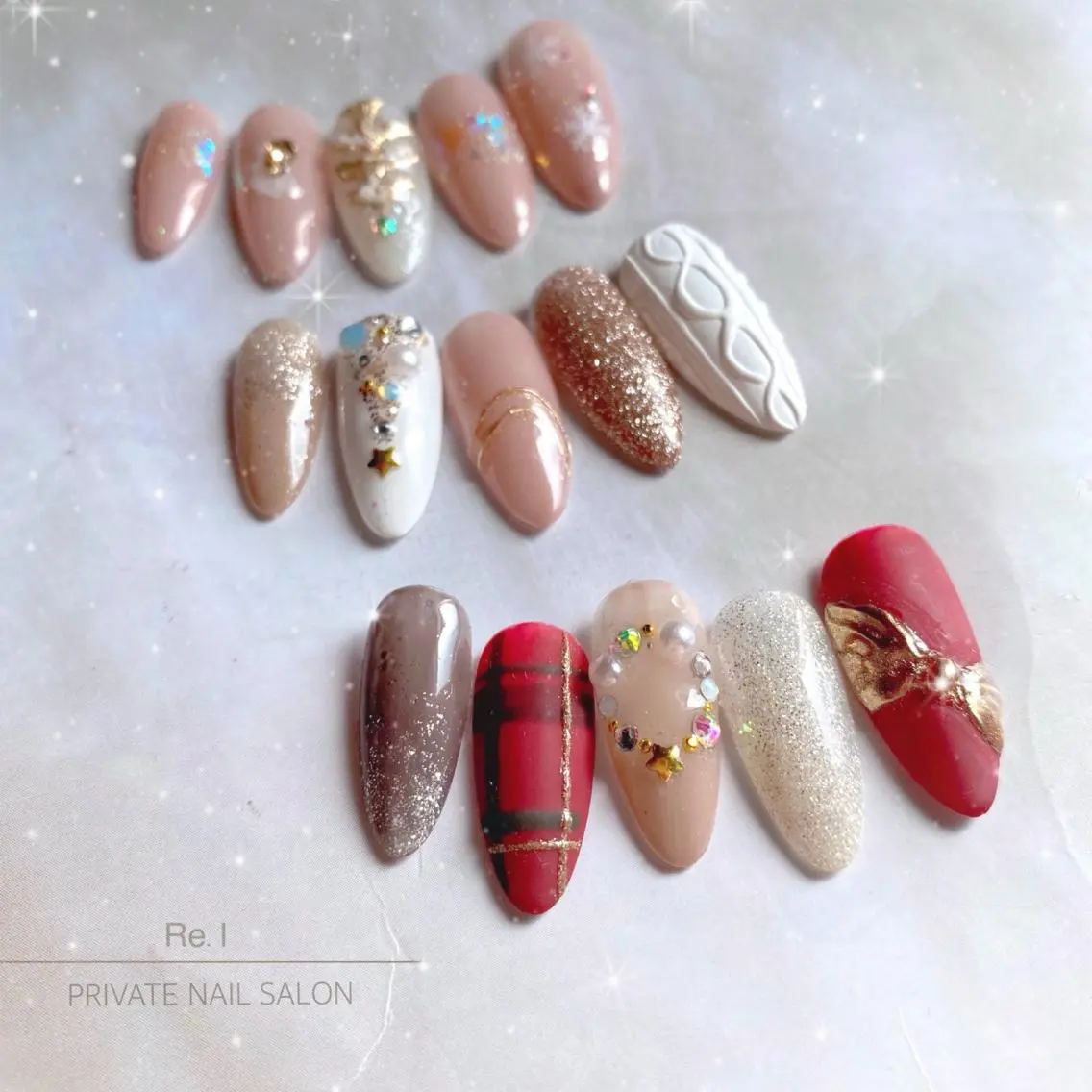 ネイル ニュアンスネイル 冬ネイル クリスマス モチの良さ◉ フィルインネイル♡のネイルデザイン