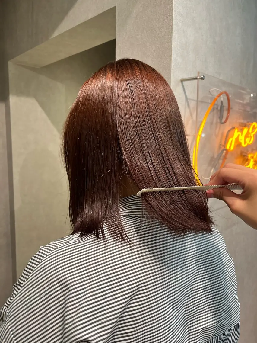 ミディアム カラー ブリーチ ブラウンカラー レッドカラー レッドブラウン ヘアカラー レイヤー/艶カラー/ KIHO🥥︎のヘアスタイル