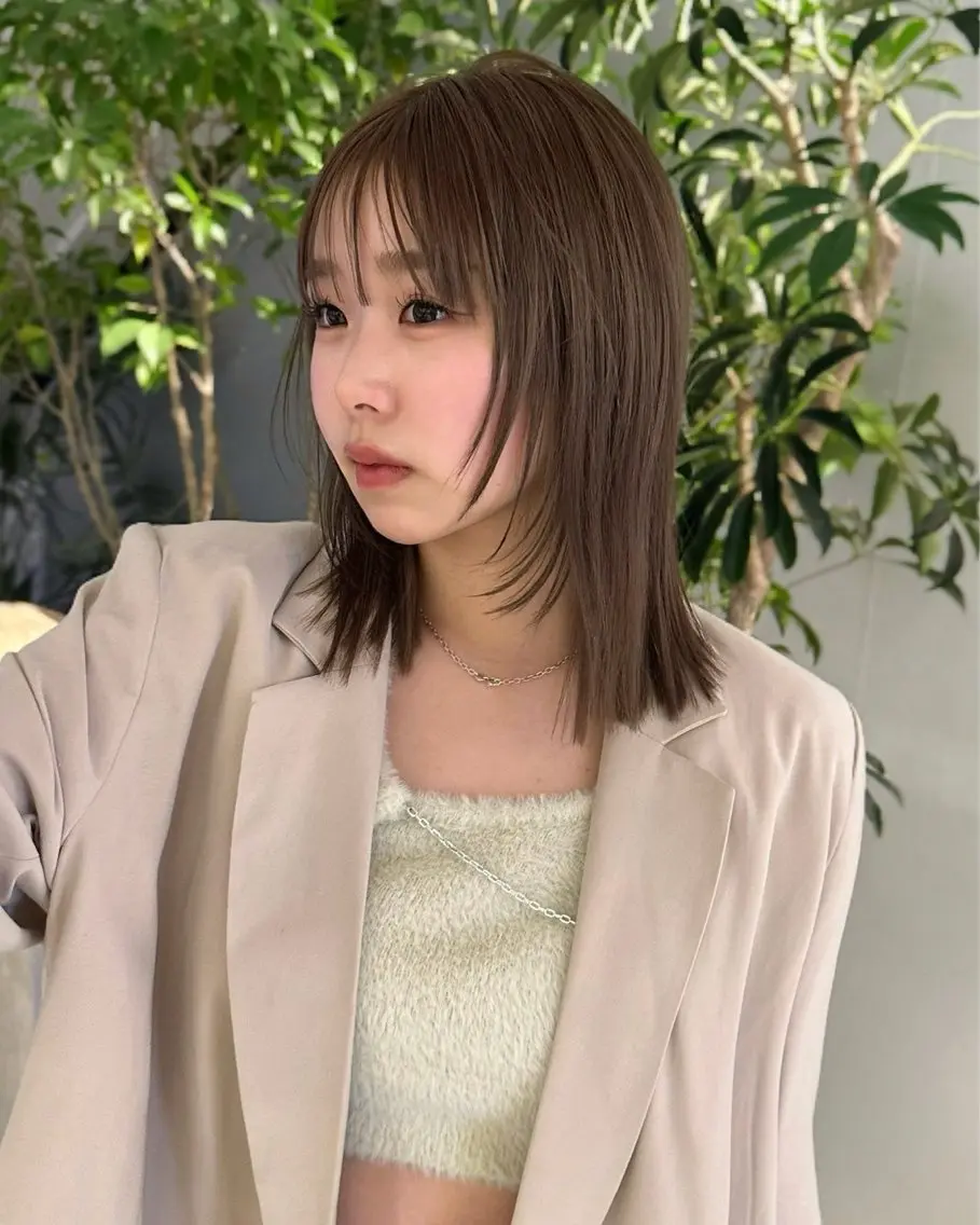 ミディアム カラー ベージュカラー ブラウンカラー ブラウンベージュ 林 美佑のヘアスタイル
