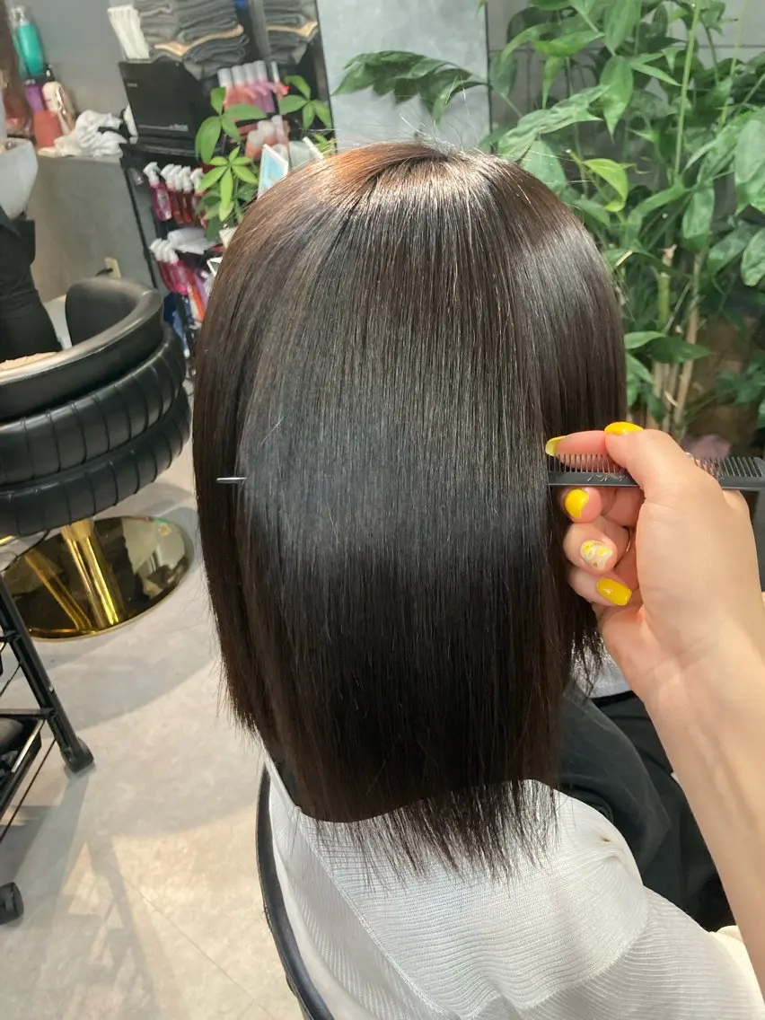 ミディアム 縮毛矯正 髪質改善☺︎縮毛矯正 ふじい まりんのヘアスタイル