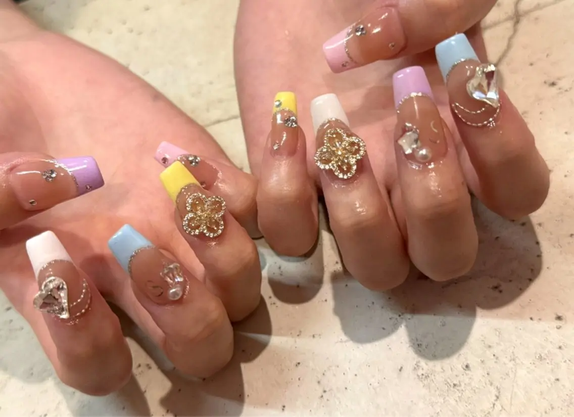 ネイル ハンドネイル 韓国/ワンホン/長さ 出しつけ放題🎀のネイルデザイン